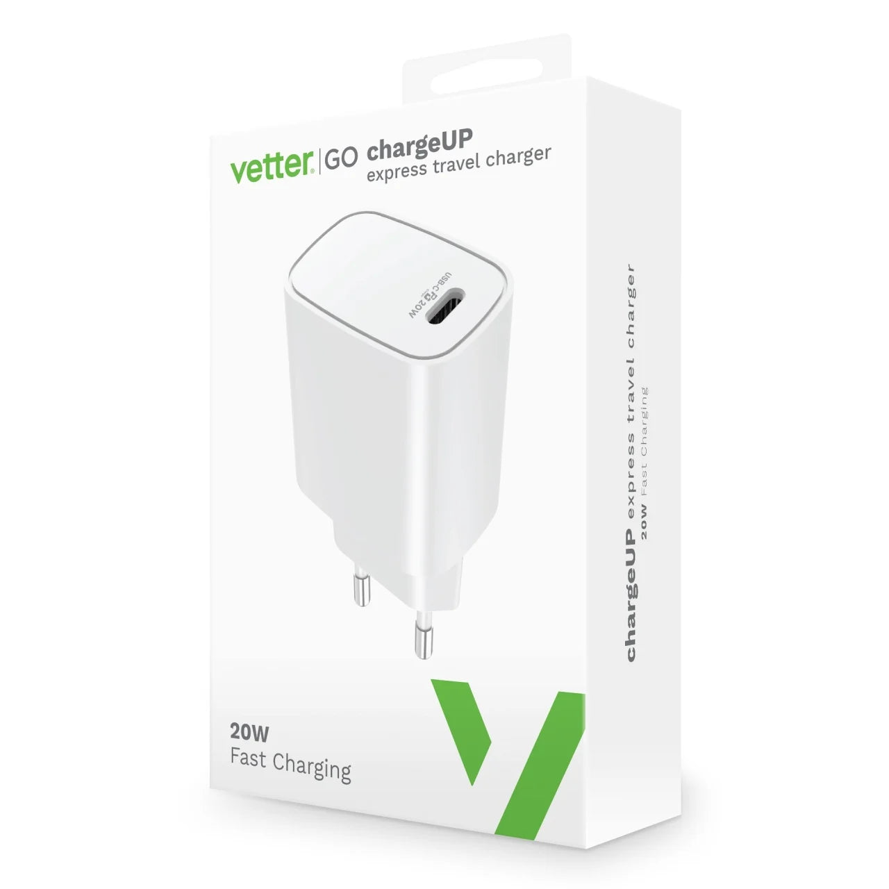 Incarcator Vetter Universal Travel Charger for iPhone, Vetter Go, with Power Delivery, 20W, Alb