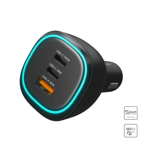 Incarcator Vetter turbo165, Super Fast Car Charger, 2 x USB-C PC3.1, 1xUSB-A QC3, 165W