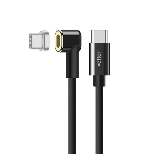 Cablu USB Type-C Cable to Type-C with Magnetic Connector, Nylon Braided, Negru
