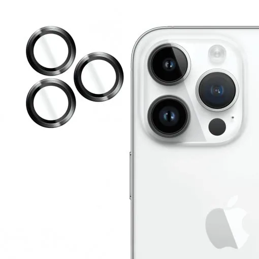 Folie iPhone 14 Pro, 14 Pro Max, Individual Camera Lens Protector, Neagra