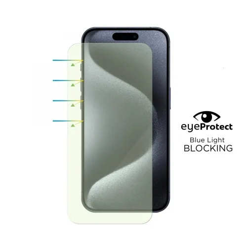 Folie iPhone 15 Pro Max, Eye Protector, Blue Light Blocking Tempered Glass