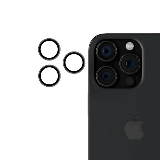 Folie iPhone 16 Pro Max, 16 Pro, Individual Camera Lens Protector, Negru