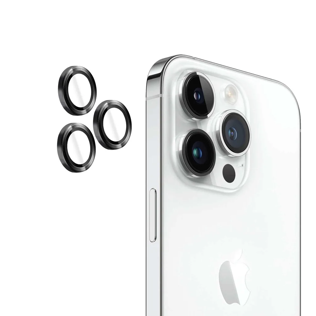 Folie pentru iPhone 15 Pro Max, 15 Pro, Individual Camera Lens Protector, Neagra