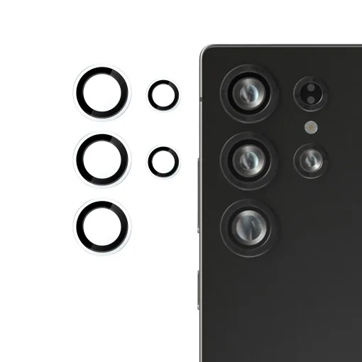 Folie pentru Samsung Galaxy S25 Ultra, Individual Camera Lens Protector, Transparent Frame