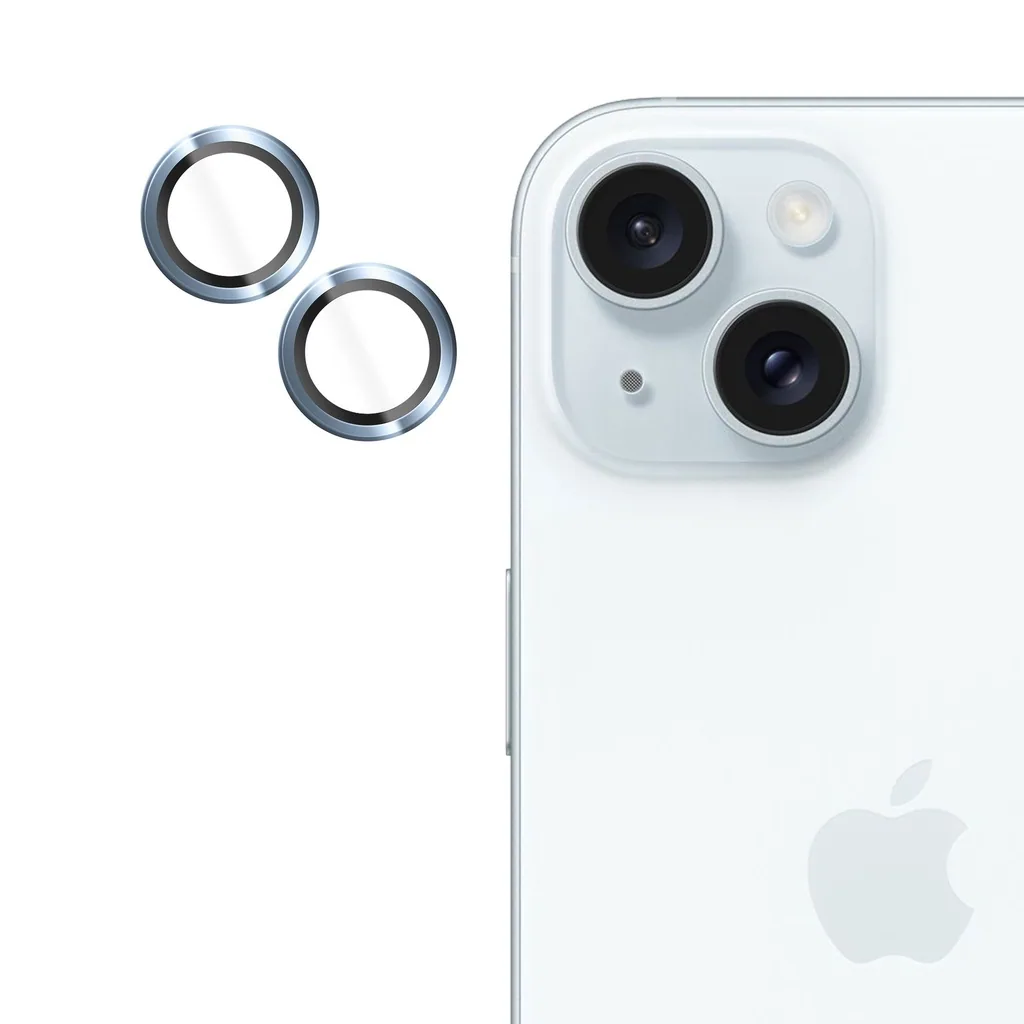 Folie protectie camera spate Vetter pentru iPhone 15 Plus, 15, Individual Camera Lens Protector, Blue