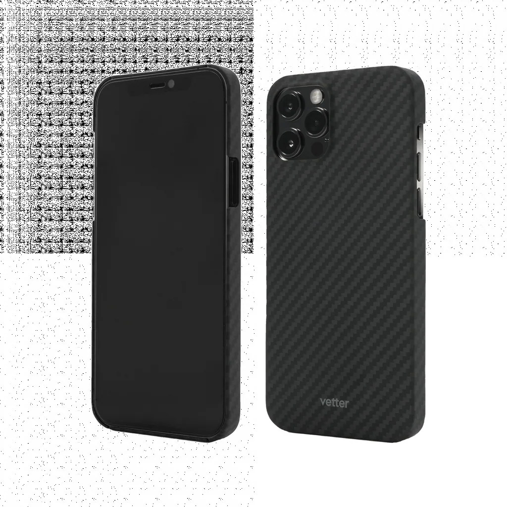 Husa de protectie Vetter pentru iPhone 12 Pro, Clip-On MagSafe Compatible, Aramid Fiber, Kevlar, Black