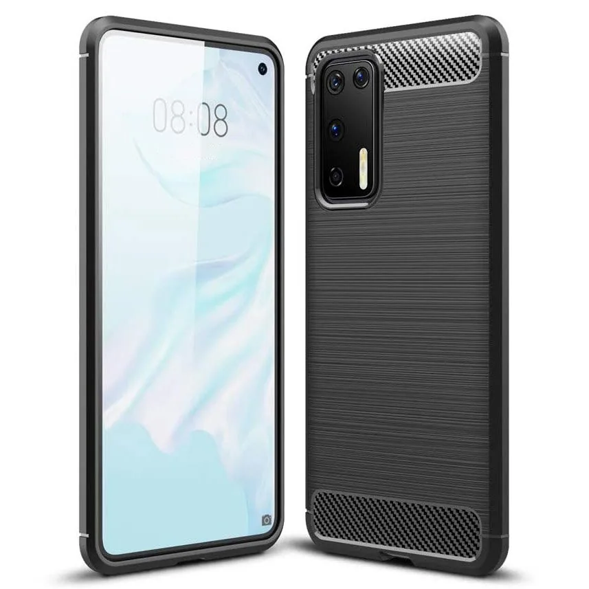 Husa Huawei P40, Design Carbon, Flexibila, Negru