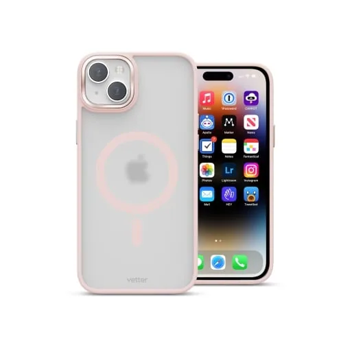 Husa iPhone 15 Clip-On Hybrid, Matt, Compatibila MagSafe, Roz