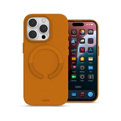 Husa iPhone 16 Pro Max, Clip-On Vegan Leather, MagSafe Compatible, Golden Brown
