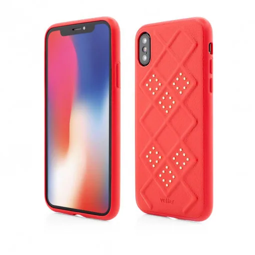 Husa iPhone XS Smart Case, 3D Rhombus Design,Rosu