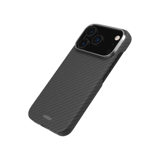 Husa pentru iPhone 17 Pro, Clip-On MagSafe Compatible, made from Aramid Fiber, Kevlar, Black