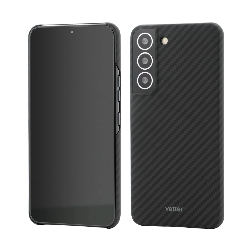 Husa pentru Samsung Galaxy S22 Clip-On, Vetter, Compatibila MagSafe, din Fibra de Aramida (Kevlar), Neagra