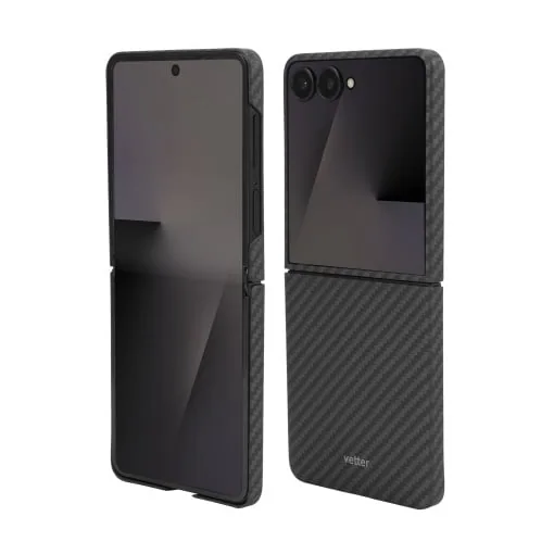Husa pentru Samsung Galaxy Z Flip7 5G, Clip-On, made from Aramid Fiber, compatibila MagSafe, Kevlar, Black