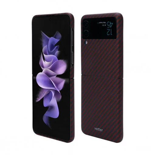 Husa Samsung Galaxy Z Flip3 5G, made from Aramid Fiber, Kevlar,Rosu