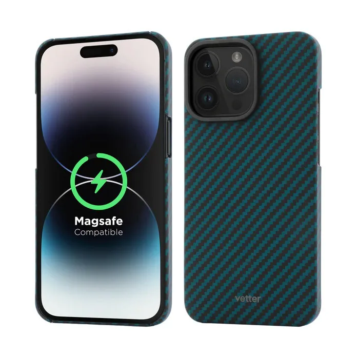 Husa Vetter Aramida pentru iPhone 14 Pro Max Clip-On MagSafe Compatible albastru