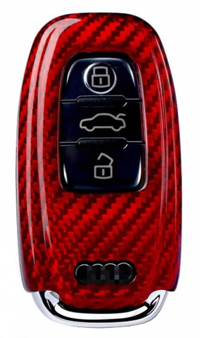 Husa Vetter Carbon Rosu pentru Cheie Audi A1 A3 A4 Q5 Q7 – Protectie Premium