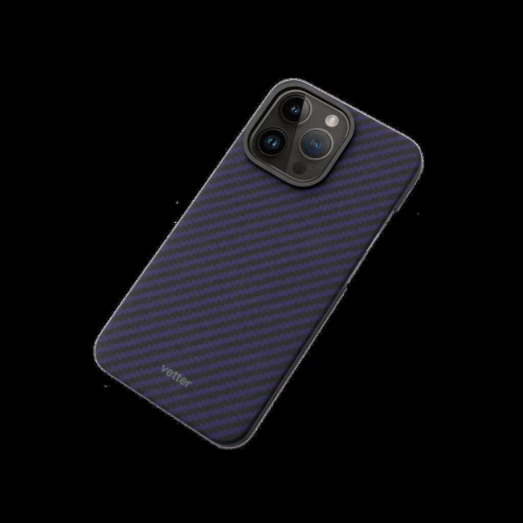 Husa Vetter pentru iPhone 14 Pro Max Clip-on Compatibila MagSafe din Fibra de Aramid (Kevlar) - Mov