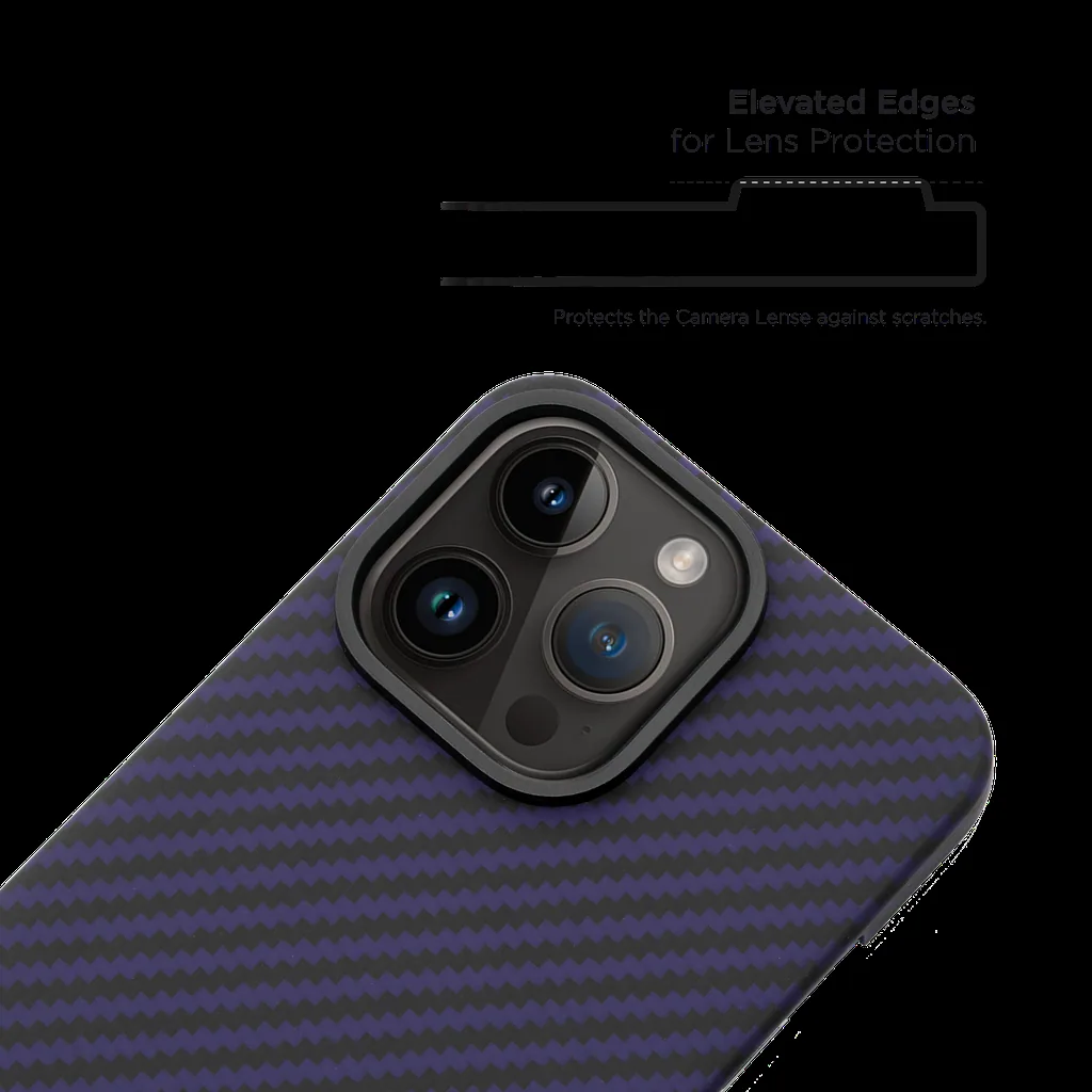 Husa Vetter pentru iPhone 14 Pro Max Clip-on Compatibila MagSafe din Fibra de Aramid (Kevlar) - Mov