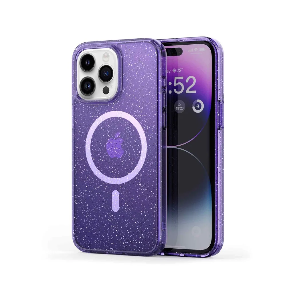 Husa Vetter pentru iPhone 15 Pro, compatibila MagSafe, Soft Pro Glitter, Purple