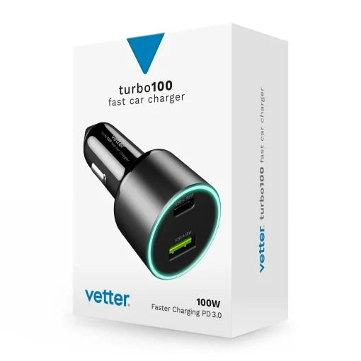 Incarcator Vetter turbo100, Super Fast Car Charger, USB-C, PD and QC, 100W