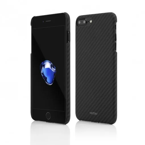 Husa iPhone 8 Plus, 7 Plus made from Aramid Fiber, Kevlar, Neagra