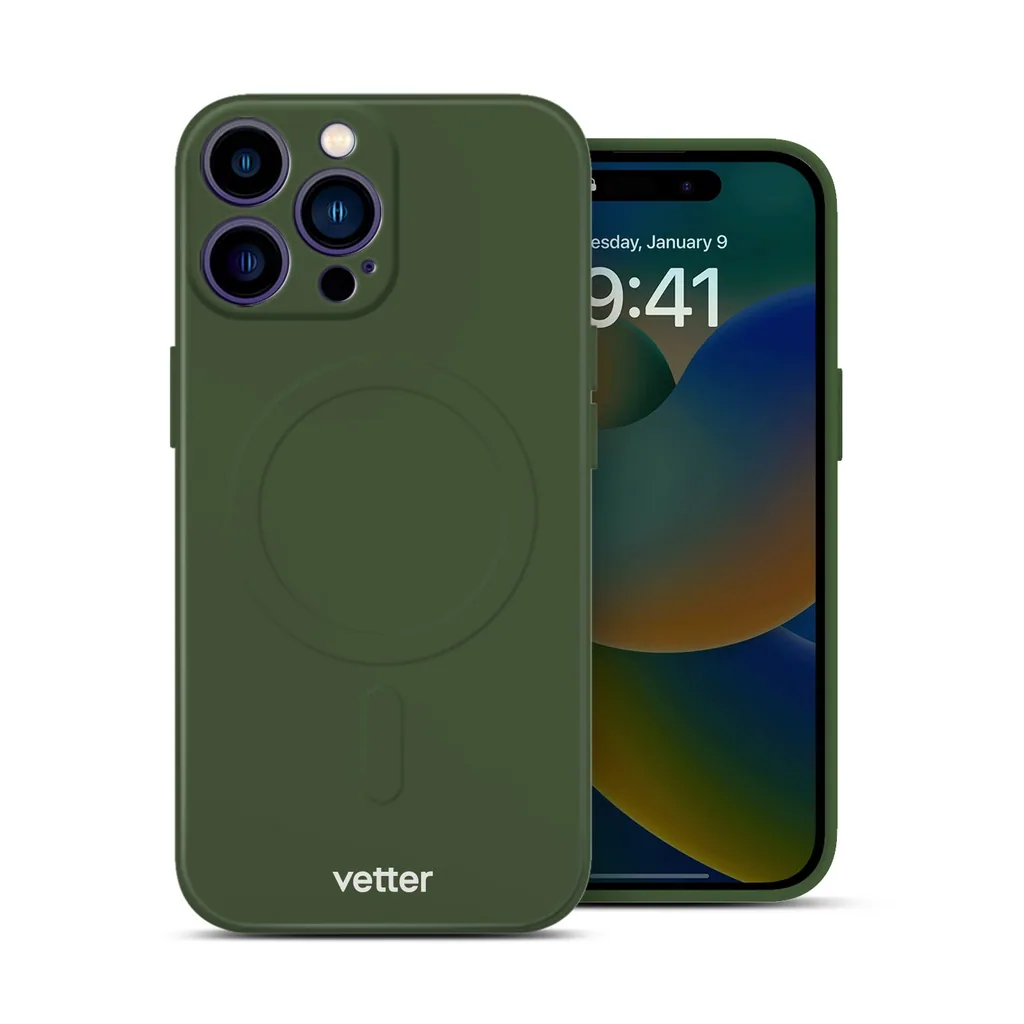 Husa Vetter pentru iPhone 14 Pro Max, Soft Pro Ultra, compatibila MagSafe, Midnight Green